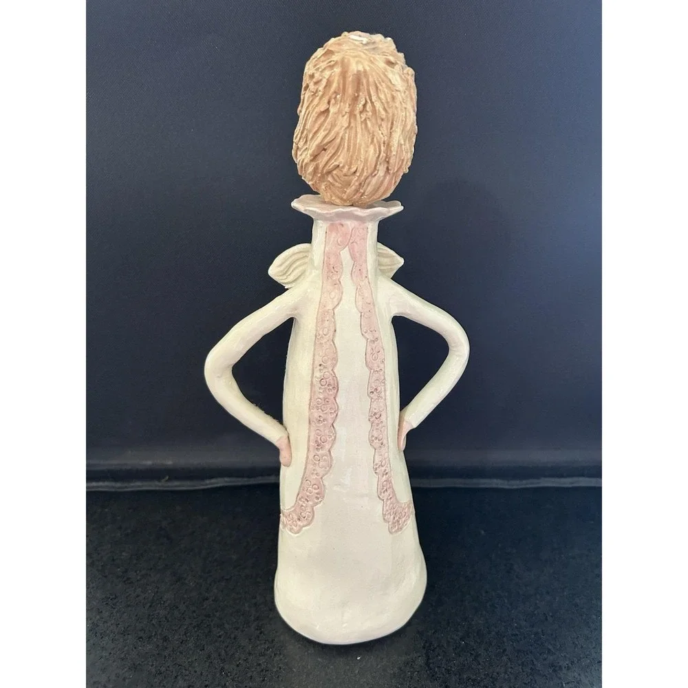 Olivia Boye Angel Ceramic 13in Hand Painted Ivory Pink Signed decanter